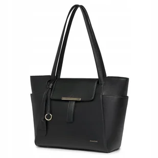 Torebka Damska Shopper Ekoskóra Duża Mieści A4 PUCCINI Czarna BK1251008D-1 - Torby i wózki na zakupy - miniaturka - grafika 1