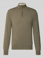 Swetry męskie - Bluza z kołnierzem o kroju regular fit z mieszanki żywej wełny i kaszmiru model ‘HEMARLO’ - miniaturka - grafika 1