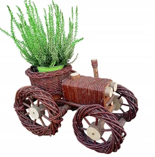 Kwietnik wiklinowy Osłonka Doniczka na kwiaty Traktor Ogród - Donice - miniaturka - grafika 1