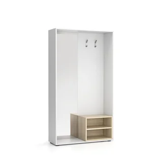 PLAN Ścianka na ubrania (wieszak) ze zwierciadłem, 2 haczyki, biała/dąb 6101293 - Inne meble biurowe - miniaturka - grafika 1