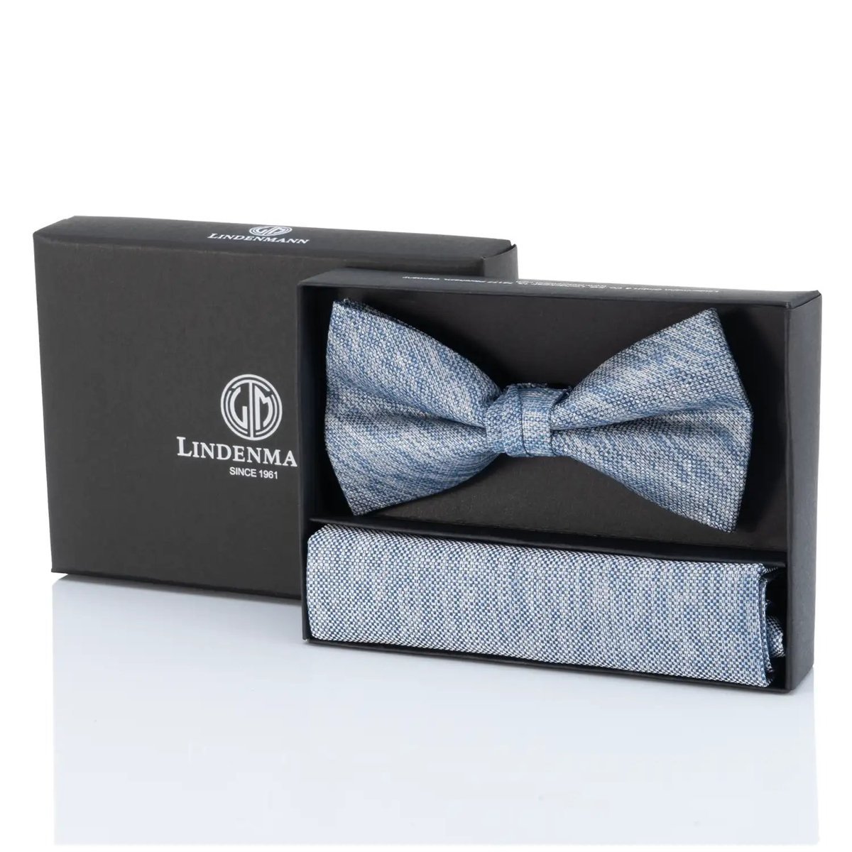 Zestaw Niebieska jedwabna muszka i poszetka L1012