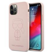 Etui i futerały do telefonów - Karl Lagerfeld KLHCP12LSILTTPI iPhone 12 Pro Max 6,7" Silicone Ikonik Outline różowy/pink - miniaturka - grafika 1