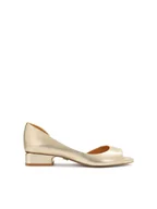 Czółenka - Złote czółenka peep toe na niskim obcasie - miniaturka - grafika 1