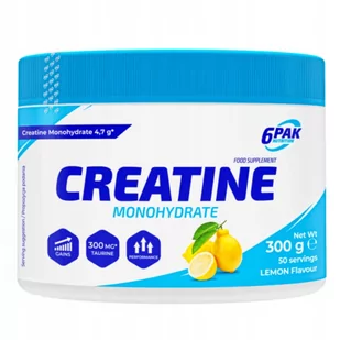 6PAK Creatine Monohydrate 300 g Jar Lemon (5902811814577) - Kreatyna - miniaturka - grafika 1