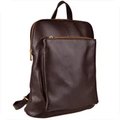 Torebki damskie - Torebko-plecak skórzany lekki włoski brąz czekolada XL - miniaturka - grafika 1