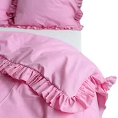 Pościel - Poszewka Pościel Na Kołdrę Z Falbanką Różowa 140X200 Cm - miniaturka - grafika 1