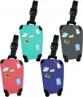 Akcesoria podróżnicze - ETYKIETY BAGAŻOWE SILIKONOWE ZAWIESZKI ADRESOWNIK WALIZKA PODRÓZNA KOLOROWA - miniaturka - grafika 1