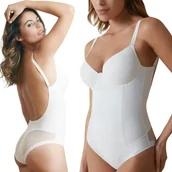 Odzież ciążowa - Body Wyszczuplające ze Stanikiem Mocno Modelujące Wygodne Gładkie Białe 80B - miniaturka - grafika 1