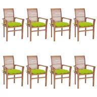 Fotele i krzesła ogrodowe - vidaXL Lumarko Krzesła ogrodowe z jasnozielonymi poduszkami, 8 szt., tekowe! 3072999 - miniaturka - grafika 1
