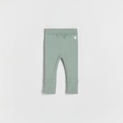 Legginsy - Reserved - Prążkowane legginsy z kokardką - Zielony - miniaturka - grafika 1
