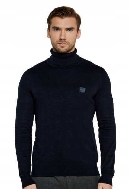 BOSS GRANATOWY GOLF SWETER Z BAWEŁNY I KASZMIRU S 1J9A