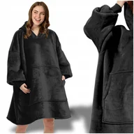 Bluzy damskie - KOCO BLUZA OVERSIZE DŁUGA CIEPŁA KOC BLUZA DAMSKA Z KAPTUREM NA WALENTYNKI - miniaturka - grafika 1