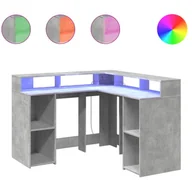 Biurka - vidaXL Biurko z podświetleniem LED, betonowa szarość, 130x130x91 cm - miniaturka - grafika 1