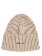 Czapki damskie - Calvin Klein Czapka damska z dodatkiem kaszmiru Kobiety beżowy jednolity, ONE SIZE - miniaturka - grafika 1