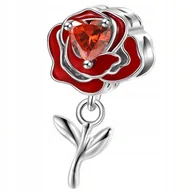 Bransoletki - Charms Zawieszka Charms Czerwona Róża z Sercem Charmsy Trusky - miniaturka - grafika 1