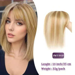 TEMU Rozszerzenie włosów z włosów ludzkich z frędzlami - złoty brąz i blond z białym, wkładka do włosów dla kobiet, naturalny wygląd i wszechstronne - Pozostałe akcesoria fryzjerskie - miniaturka - grafika 1