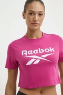 Koszulki sportowe damskie - Reebok t-shirt bawełniany Identity damski kolor różowy 100037588 - miniaturka - grafika 1