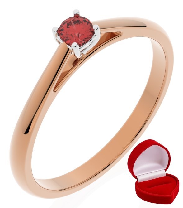 ZŁOTY PIERŚCIONEK ZARĘCZYNOWY 585 14k RUBIN 0,09 ct RÓŻOWE ZŁOTO R9