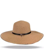 Czapki damskie - Duży damski kapelusz słomkowy z czarną taśmą - miniaturka - grafika 1