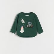 Koszulki dla chłopców - Reserved - Świąteczny longsleeve oversize - Zielony - miniaturka - grafika 1