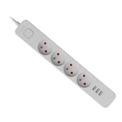 Listwy zasilające - Listwa zasilająca defender sfs 133 1,5 m, 4 gniazda, 3x usb biała 99461 - miniaturka - grafika 1