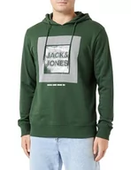 Bluzy męskie - JACK & JONES Jjstein Sweat Hood męska bluza z kapturem, Mountain View, L - miniaturka - grafika 1