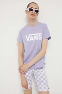Koszulki sportowe damskie - Vans t-shirt bawełniany kolor fioletowy - miniaturka - grafika 1