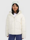 Kurtki i płaszcze dla dziewczynek - 4F Kurtka puchowa z wypełnieniem syntetycznym dziewczęca - biała 122 (6-7 lat) - miniaturka - grafika 1