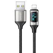 Kable USB - USAMS Kabel pleciony U78 lightning 1.2m 2.4A Fast Charging biały - miniaturka - grafika 1