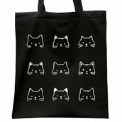Torby i wózki na zakupy - Torba bawełniana czarna na zakupy Koty Kolaż Dla Kociar - miniaturka - grafika 1