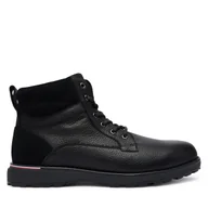 Botki męskie - Trzewiki Tommy Hilfiger Corporate W FM0FM05606 Czarny - miniaturka - grafika 1