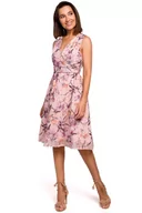 Sukienki - Sukienka w Kwiaty z Podkreśloną Talią - Model 2 - miniaturka - grafika 1