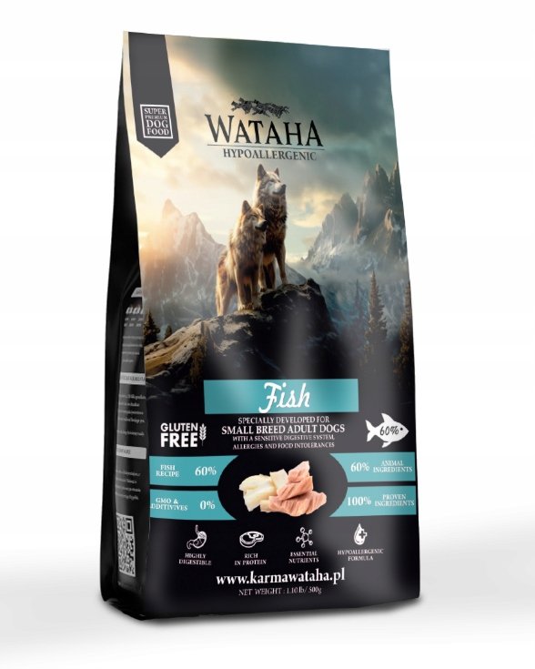 WATAHA HYPOALLERGENIC KARMA SUCHA DOROSŁY MAŁE RASY RYBA Z RYŻEM 6 kg