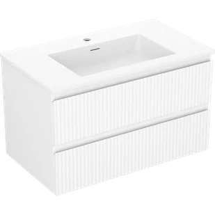 Mexen Rivel szafka łazienkowa 80 cm z umywalką Otis, 2 szuflady, ryflowana , biała mat - 91A20-08047-2-BFF01-W18M01 - Szafki łazienkowe - miniaturka - grafika 1