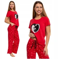 Piżamy damskie - PIŻAMA DAMSKA MORAJ r. XL - z krótkim rękawem długie spodnie Koty Serca - miniaturka - grafika 1