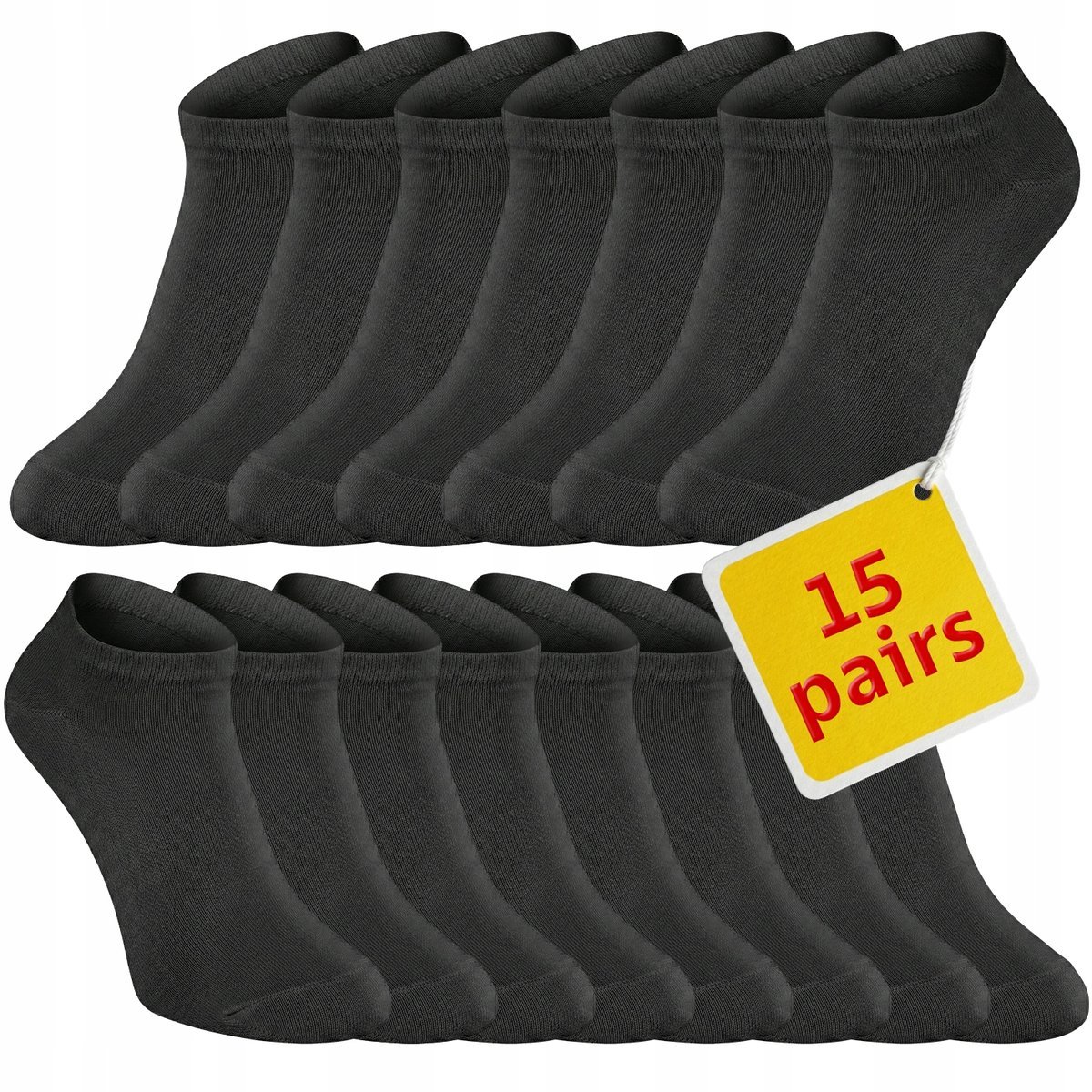 15 PAR SKARPETKI STOPKI MĘSKIE CZARNE KRÓTKIE BAMBUSOWE ROZMIAR 43-46