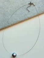 Naszyjniki - Naszyjnik ciemno szara stalowa perła MAJORKA 15mm - miniaturka - grafika 1