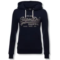 Bluzy damskie - Bluza damska Superdry Vl Boho Sparkle Hood z kapturem granatowa-S - miniaturka - grafika 1