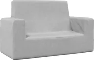 Zestawy mebli dla dzieci - vidaXL 2-os. sofa dla dzieci, jasnoszara, miękki plusz - miniaturka - grafika 1