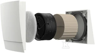 Rekuperator ścienny KERMI D13 - kompletny zestaw (panel wewnętrzny, wymiennik, wentylator, osłona biała, rura 500 mm) - Rekuperatory i centrale - miniaturka - grafika 1