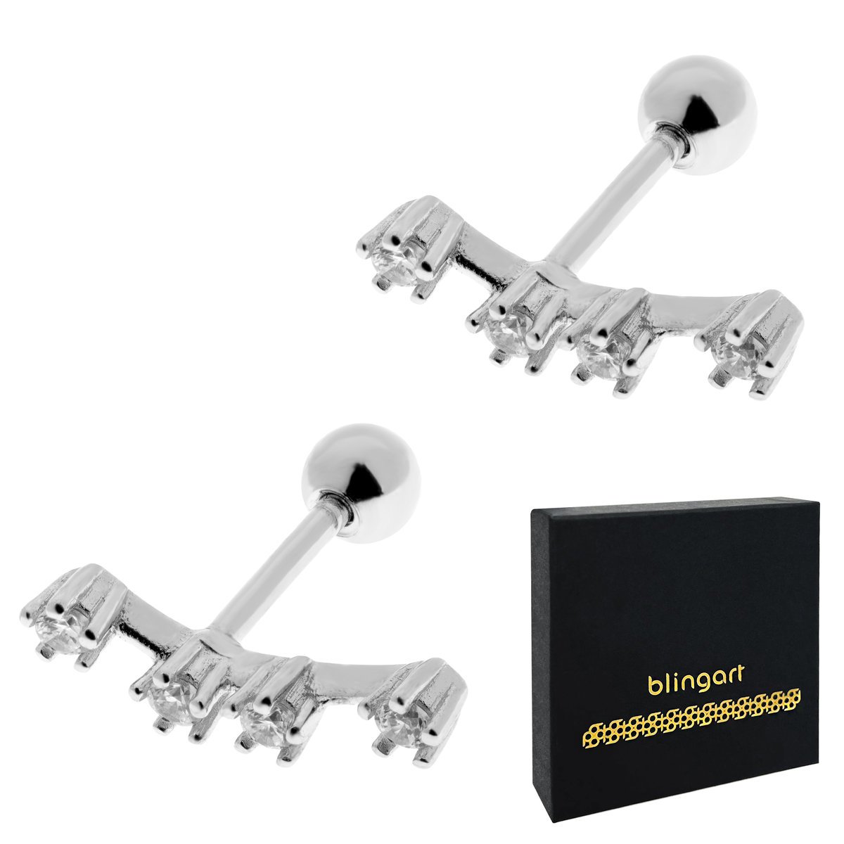 Kolczyki srebrne znak zodiaku BARAN konstelacja cyrkonie srebro 925