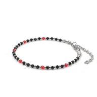 Bransoletki - Bransoletka Czarny Turmalin, Czerwony Spinel - kamienie naturalne 17-21cm KAM663 stal chir. - miniaturka - grafika 1