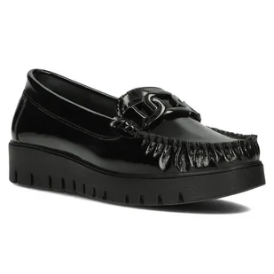 Buty damskie mokasyny skórzane czarne na platformie Filippo 3334-39 - Półbuty damskie - miniaturka - grafika 1