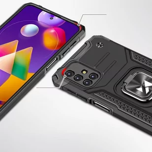 Wozinsky Ring Armor pancerne hybrydowe etui pokrowiec + magnetyczny uchwyt Samsung Galaxy M31s srebrny - Etui i futerały do telefonów - miniaturka - grafika 2