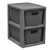 Pojemniki łazienkowe - BranQ RATTAN 1727 STOJAK Z DWOMA KOSZYKAMI ANTRACYT 5901098172721 - miniaturka - grafika 1