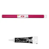 Dodatki do ciast w proszku - Wałek wygładzający pastę cukrową 38 cm + czarna lukier - miniaturka - grafika 1