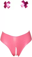 Bielizna erotyczna damska - Figi z wycięciem w kroku - Latexwear Premium Latex Crotchless Panty Pink S/M - miniaturka - grafika 1