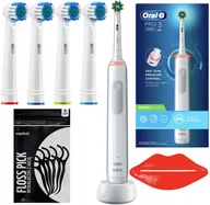 Końcówki do szczoteczek elektrycznych - Szczoteczka Oral-B Pro 3 3000 Cross Action Biała + 4 zamienne końcówki - miniaturka - grafika 1
