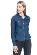 Koszule damskie - Damska Koszula Jeansowa Lee Slim Western Shirt Washed Blue L45Rfwlr-Xs - miniaturka - grafika 1