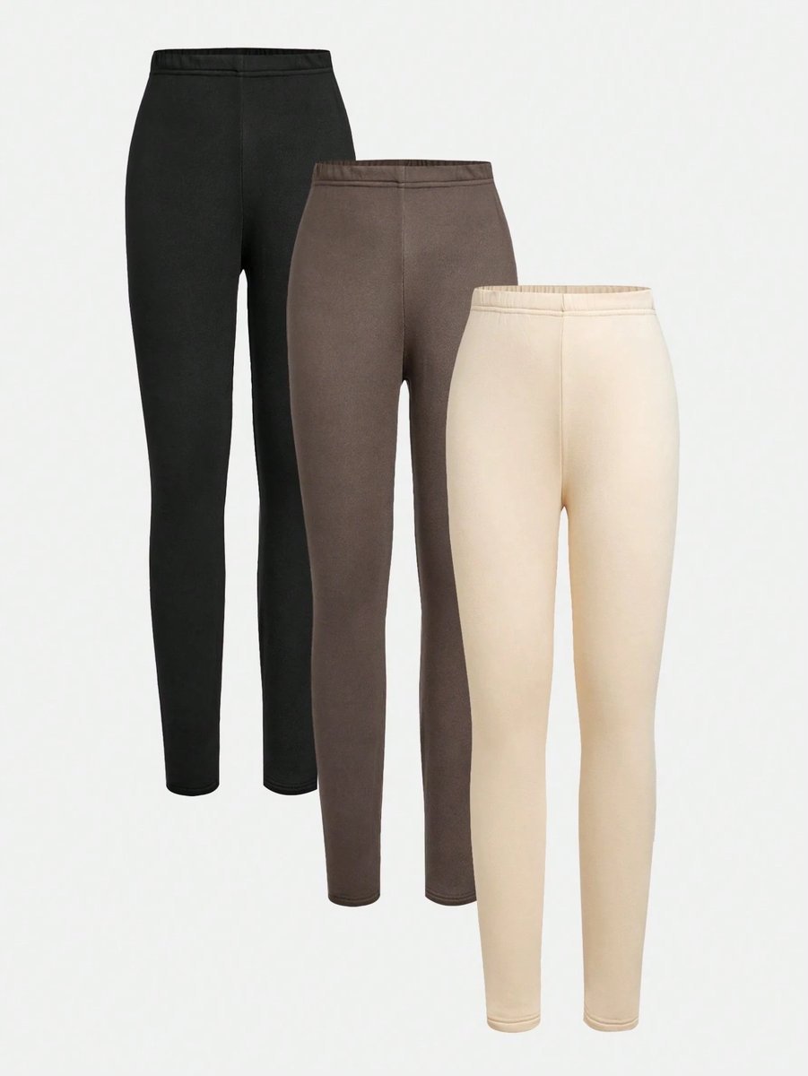 SHEIN OCIEPLANE LEGGINSY DZIECIĘCE Z ELASTANEM 3-PACK 146-152 1LA
